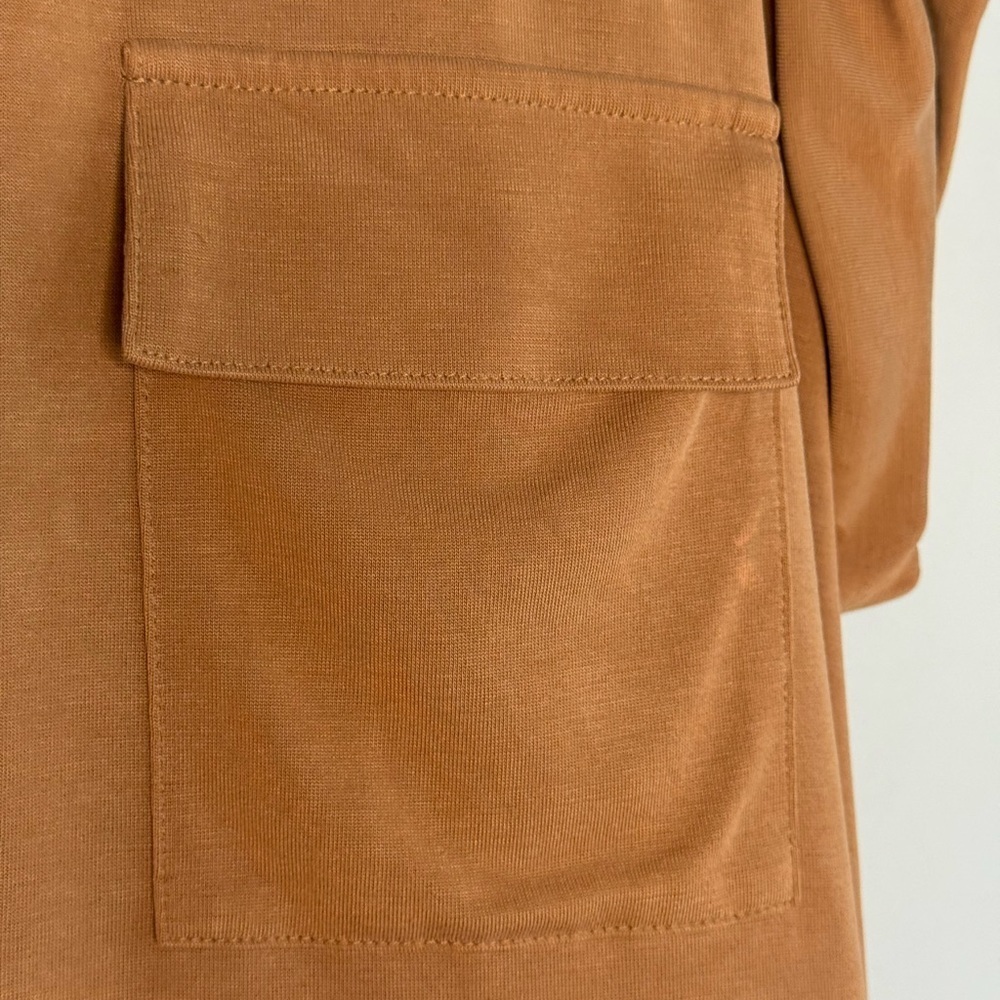 J. Jill Relaxed Fit Tan V-Neck Short Sleeve Pocket Tee Size XL Oversized - Picture 6 of 11